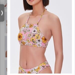 Retro floral print bikini set F21 L NWT